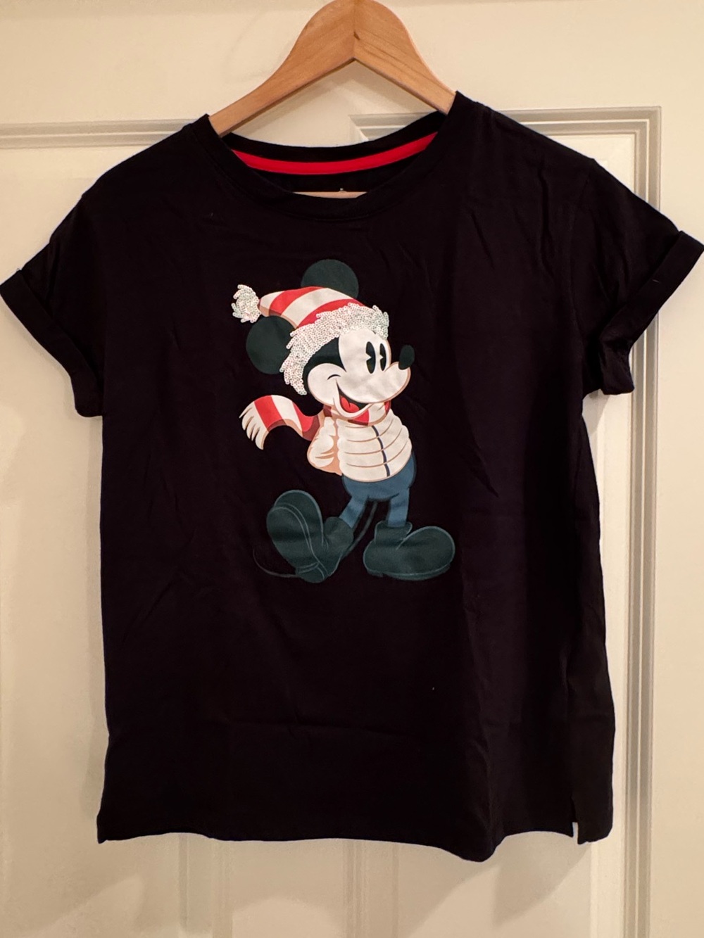 Disney Mickey Mouse Christmas Holiday Winter Graphic T-Shirt Women’s Small